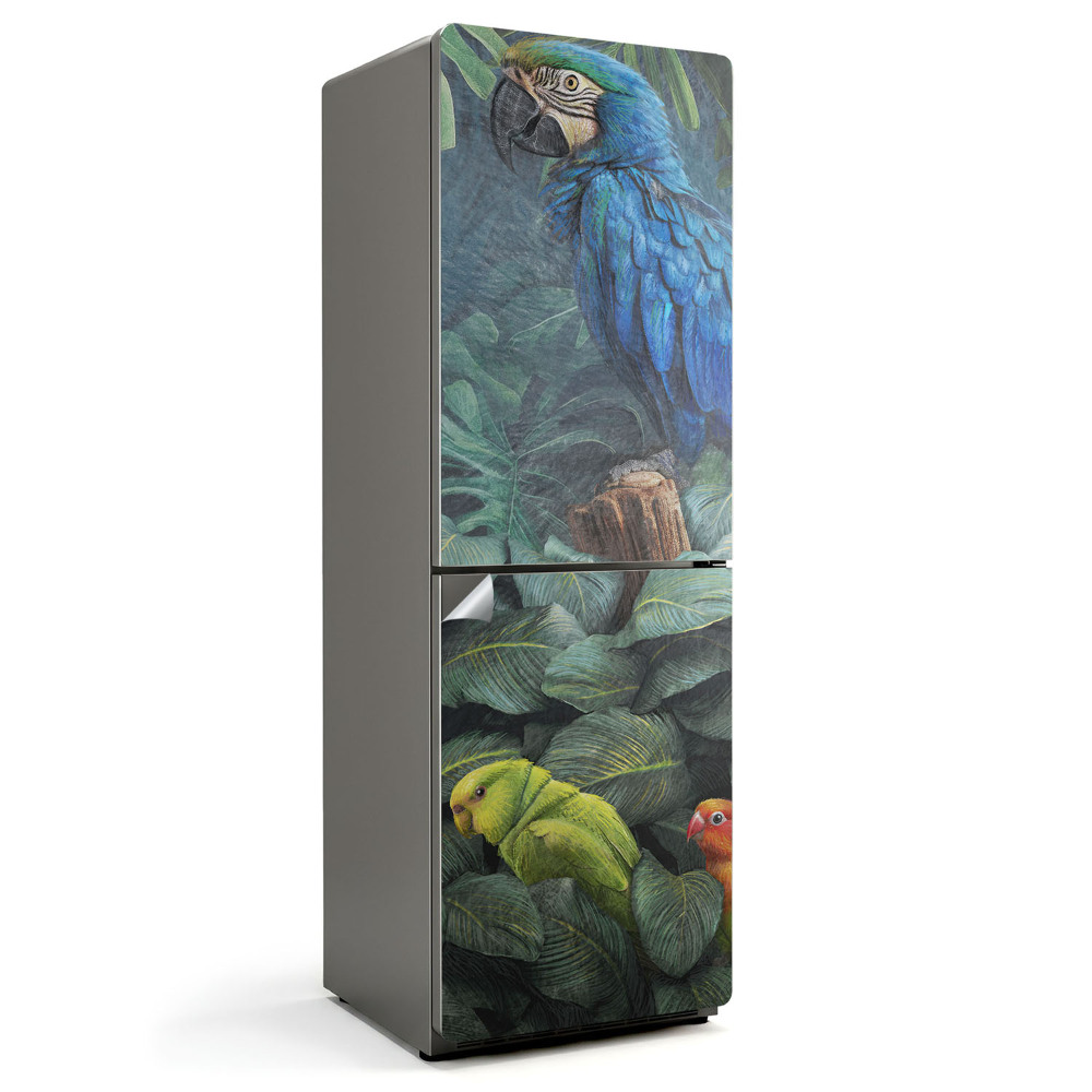 Nálepka na chladničku Papagáje v tropickej džungli