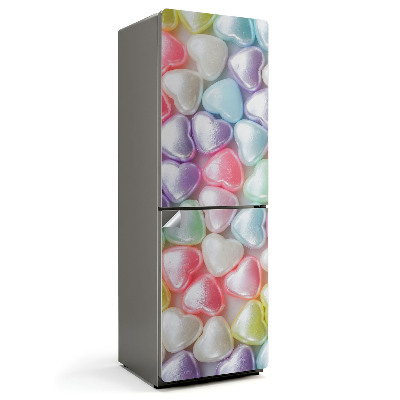 Fototapeta na chladničku Farebné lesklé srdiečka