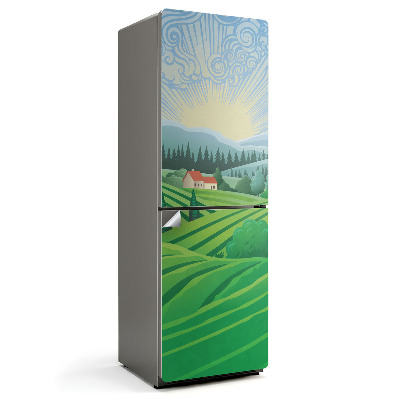 Samolepiaca nálepka na chladničku Slnečná vidiecka krajina