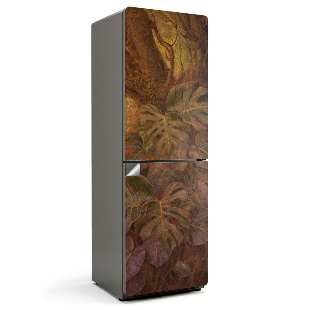 Samolepiaca nálepka na chladničku Detailný záber na tropické listy