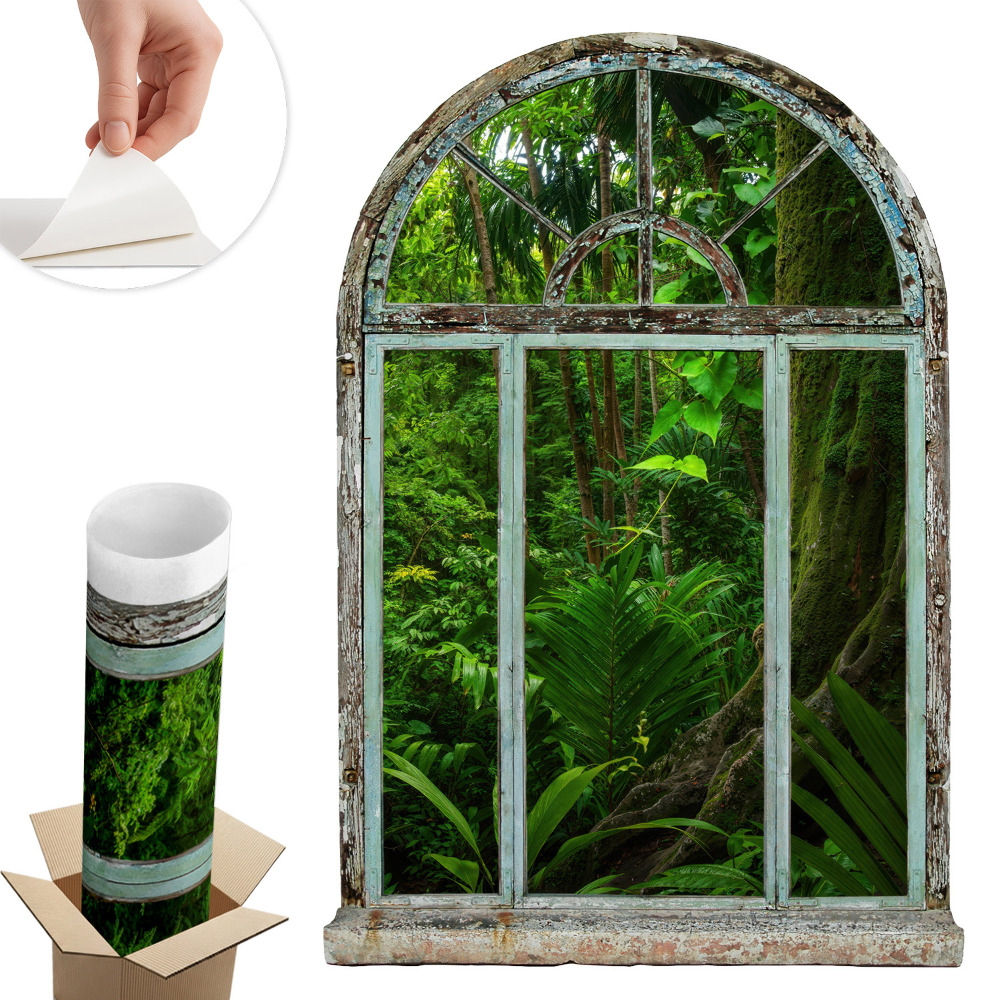 Falošné okno na stenu 68x100 Tropické okno.