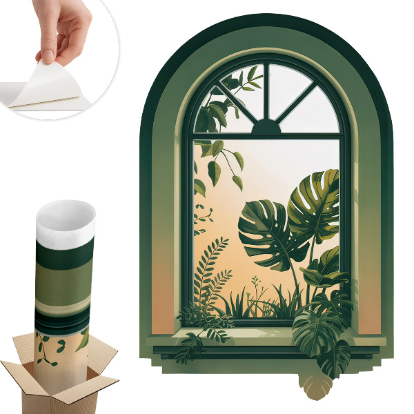 Falošné okno na stenu 66x100 Zelené okno