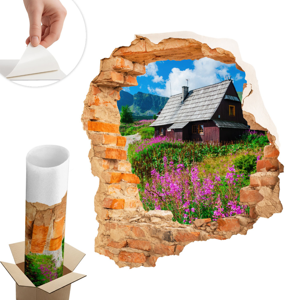 Fototapeta diera v stene 111x130 Rustikálna krajina