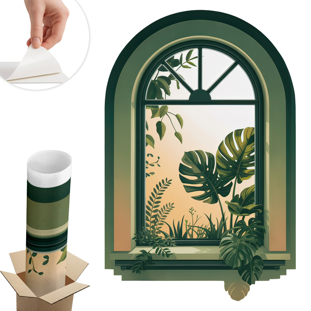 Falošné okno na stenu 86x130 Zelené okno