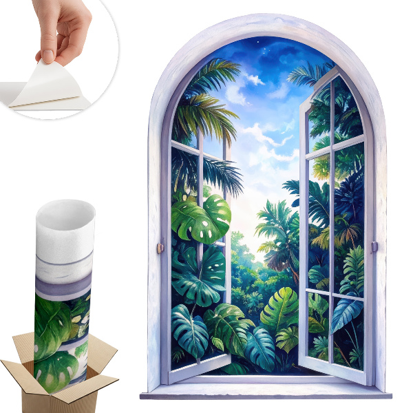 Falošné okno na stenu 86x130 Tropický výhľad