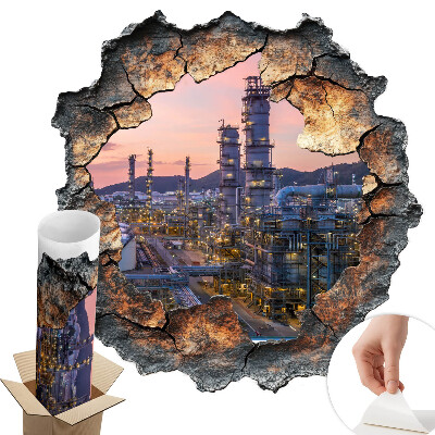 Nálepka na stenu diera 3D 58x60 Rafinérske veže