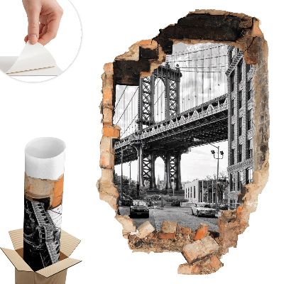 Nálepka na stenu diera 3D 40x60 Mestská krajina