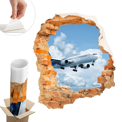 Nálepka na stenu diera 3D 51x60 Letecký objav