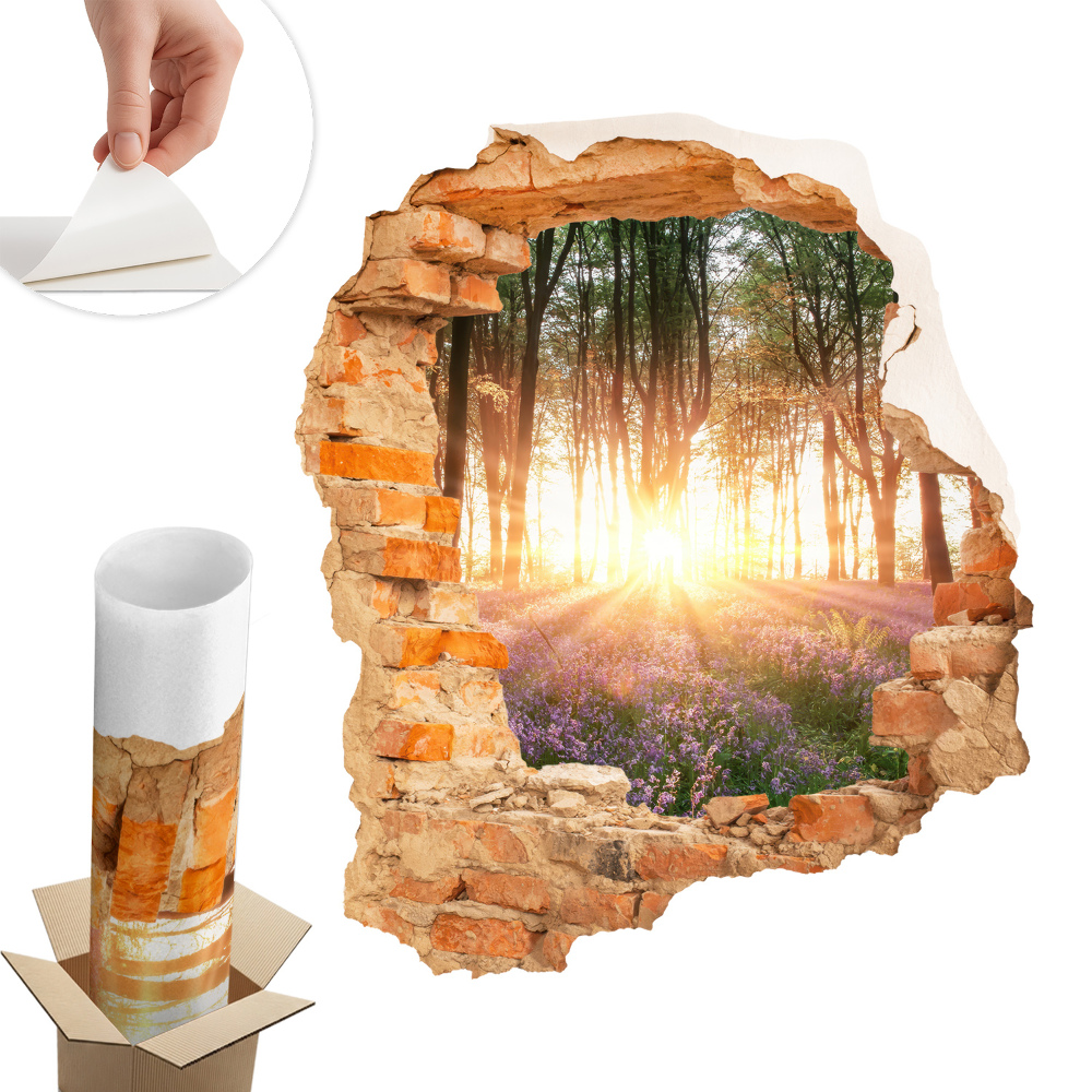 Nálepka na stenu diera 3D 51x60 Prielom v lese