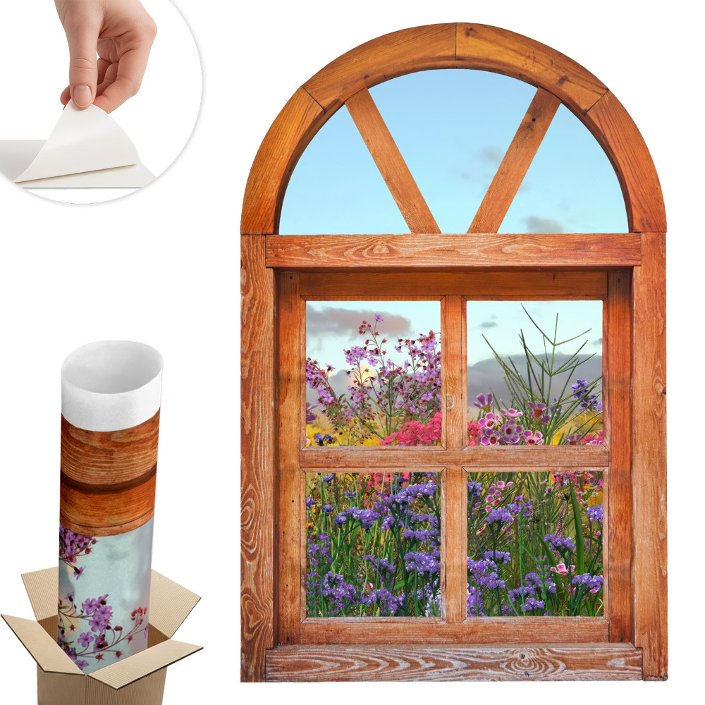 Fototapeta okno 3D 39x60 Kvetinové okno