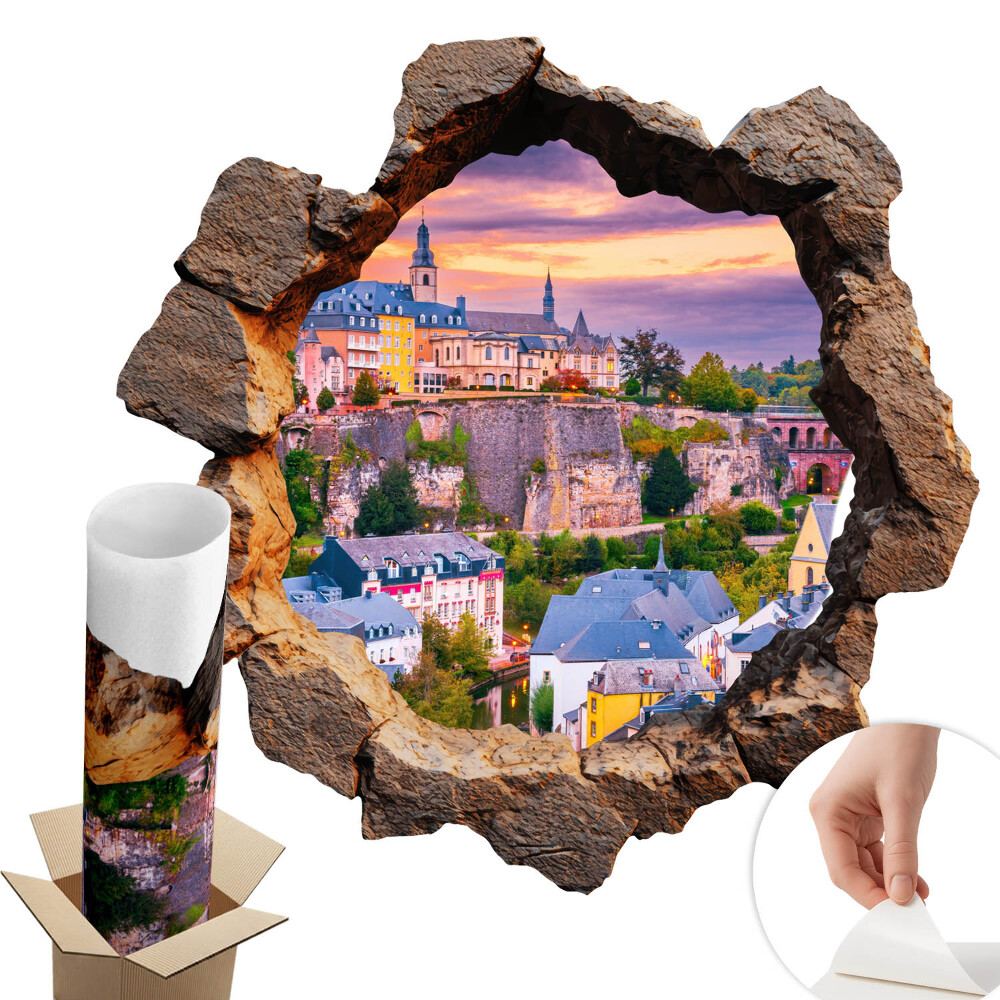 Nálepka na stenu diera 3D 60x60 Kamenné okno