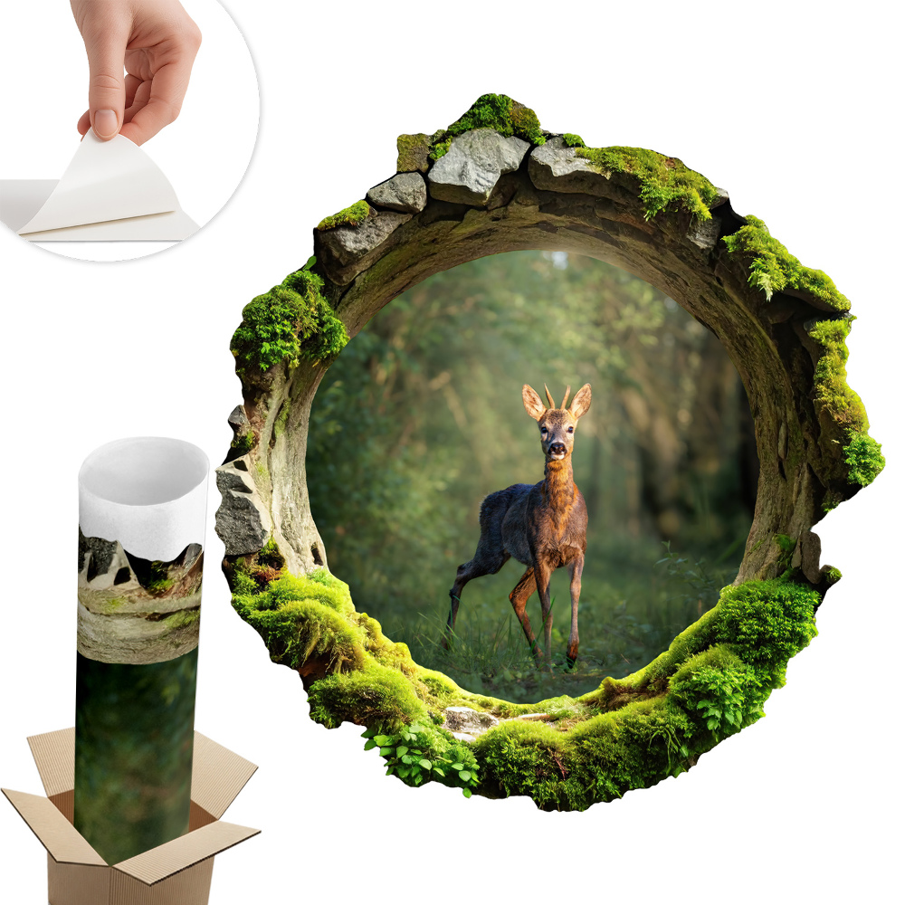 Nálepka na stenu diera 3D 56x60 Lesná idylka