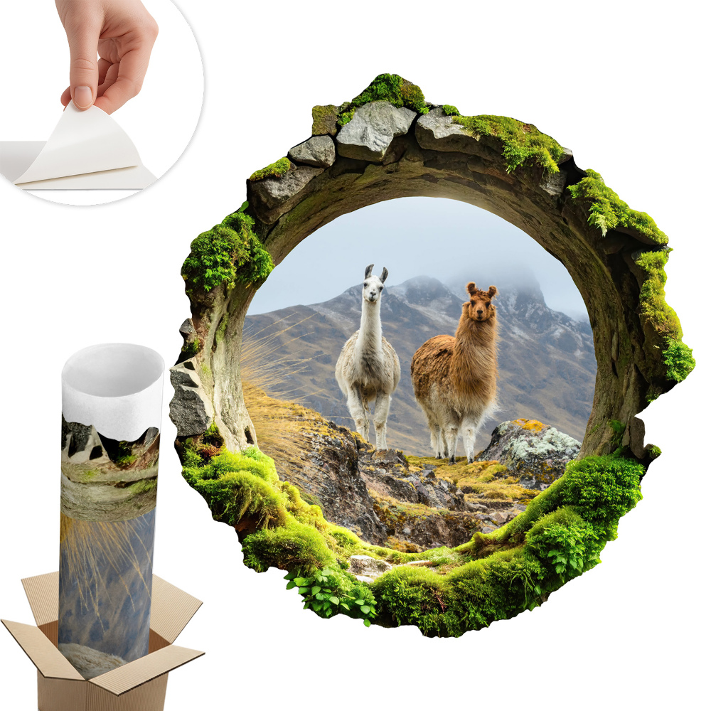 Nálepka na stenu diera 3D 56x60 Horská oáza