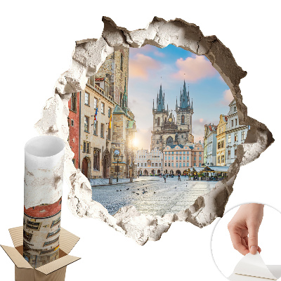 Nálepka na stenu diera 3D 60x57 Mestský trh