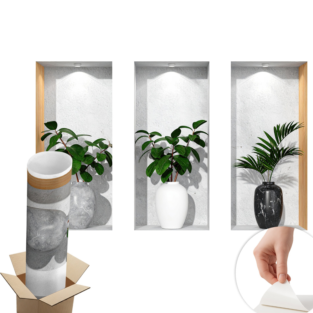 3D nálepka na stenu 60x37 Výklenky rastlín