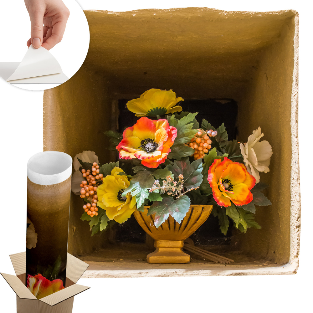 3D nálepka na stenu 57x60 Váza s kvetmi