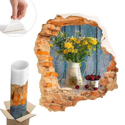 Nálepka na stenu diera 3D 68x80 Vidiecka krajina