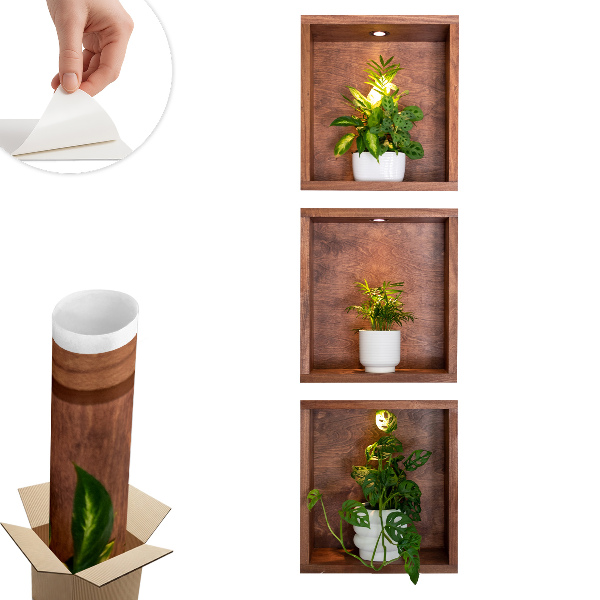 3D nálepka na stenu 23x80 Výklenky rastlín