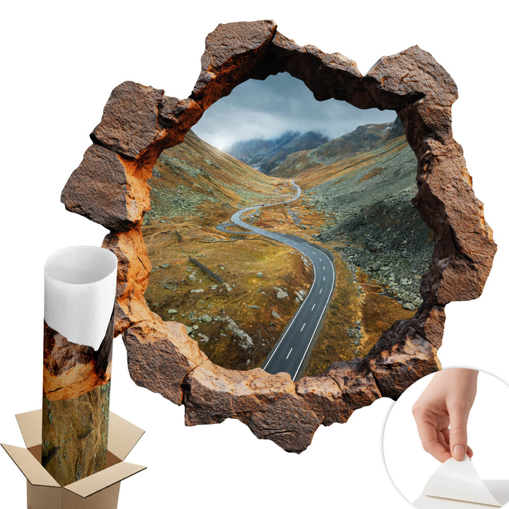 Nálepka na stenu diera 3D 80x79 Horská túra