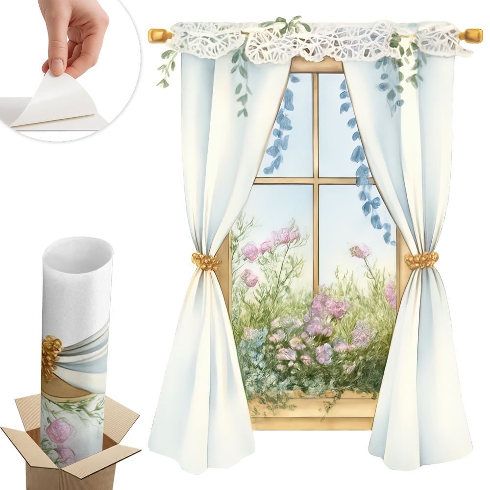 Fototapeta okno 3D 58x80 Závesy s výhľadom