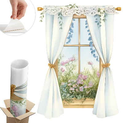 Fototapeta okno 3D 58x80 Závesy s výhľadom