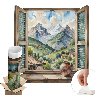 Fototapeta okno 3D 80x74 Horská krajina