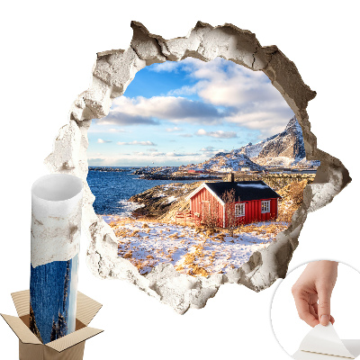 Nálepka na stenu diera 3D 80x76 Zimná krajina