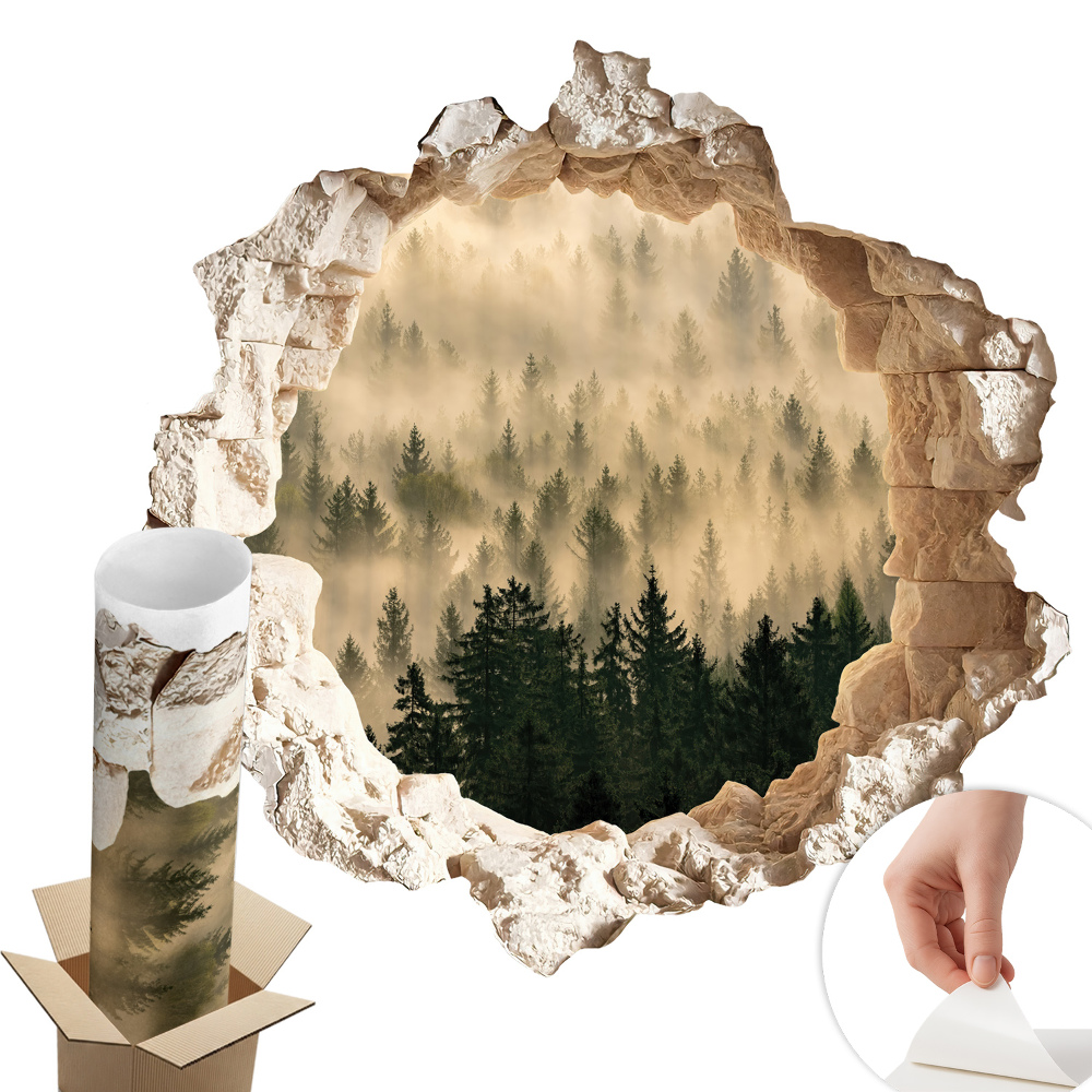 Nálepka na stenu diera 3D 80x78 Mystický les