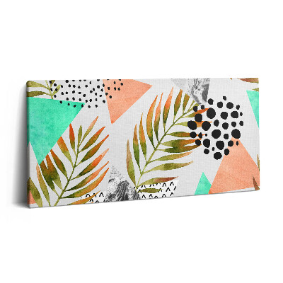 Fotoobraz na plátne 100x50 Tropické listy a geometrické tvary.