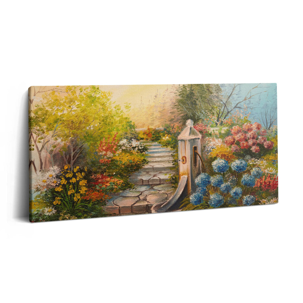 Obraz na plátne 100x50 Záhradná cesta k bráne.