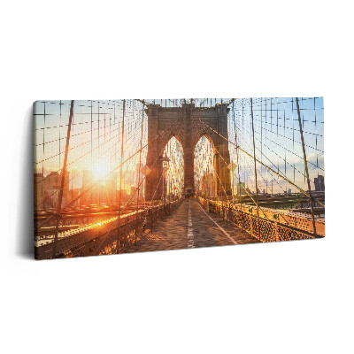 Obraz na plátne 100x50 Brooklynský most pri západe slnka.