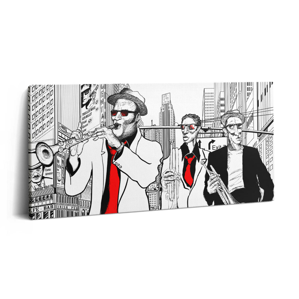 Fotoobraz na plátne 100x50 Hudobníci v meste s červenými kravatami.