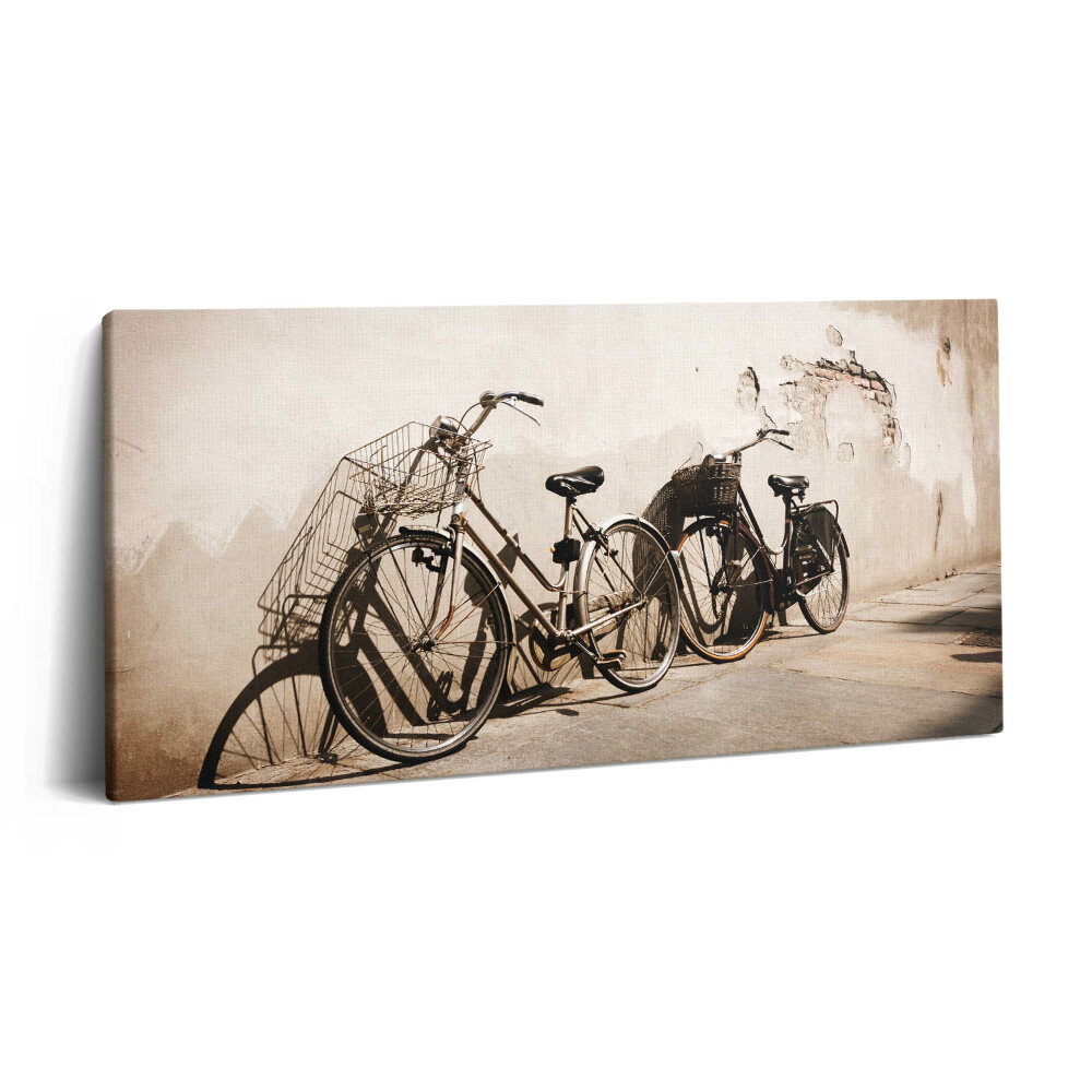 Obraz na plátne 100x50 Bicykle pri starej stene