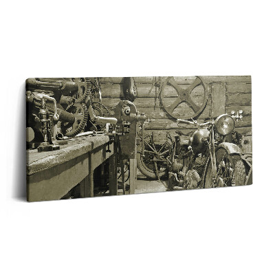Obraz na plátne 100x50 Staré motocykle v dielni.