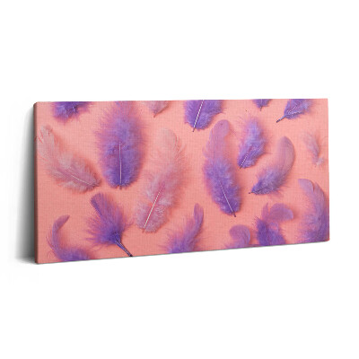 Obraz na plátne 100x50 Fialové perie na ružovom pozadí.