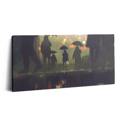 Fotoobraz na plátne 100x50 Osamelý chodec v daždi.