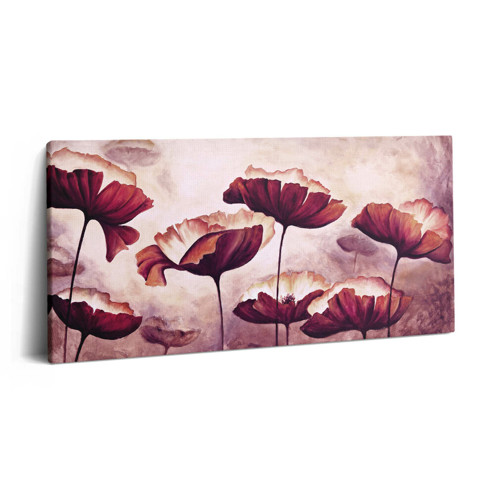 Obraz na plátne 100x50 Červené kvety v jemnom vánku.