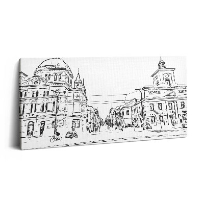 Obraz na plátne 100x50 Historická ulica s cyklistami.