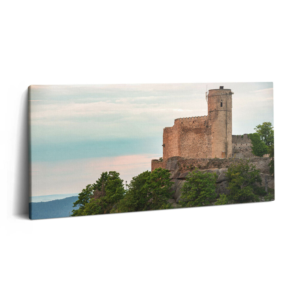 Fotoobraz na plátne 100x50 Hrad na útesu pri západe slnka.