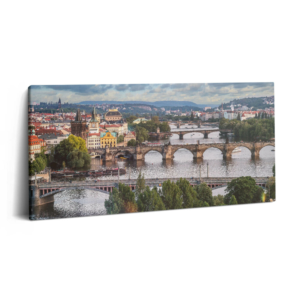 Fotoobraz na plátne 100x50 Mosty nad riekou v historickom meste.