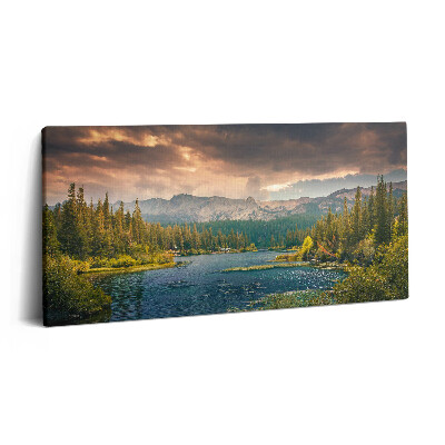 Fotoobraz na plátne 120x60 Jazero v horách pri západe slnka