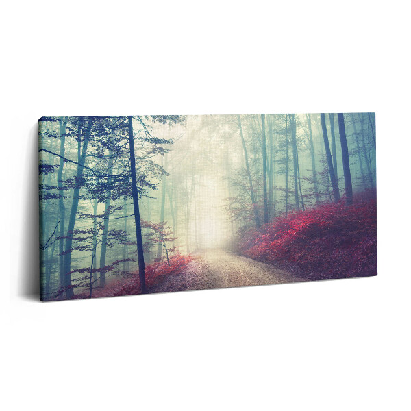 Fotoobraz na plátne 120x60 Cesta lesom v hmle a svetle