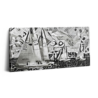 Obraz na plátne 120x60 Čiernobiele abstraktné plachetnice
