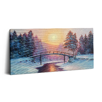 Fotoobraz na plátne 120x60 Zimný súmrak nad riekou