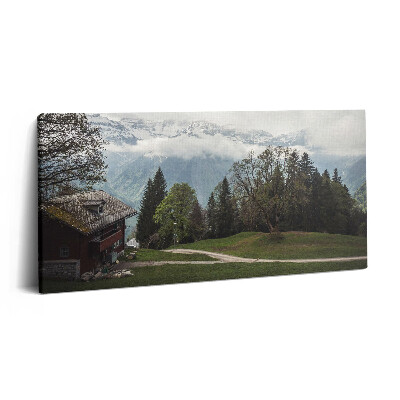 Fotoobraz na plátne 120x60 Chata v horách s cestou