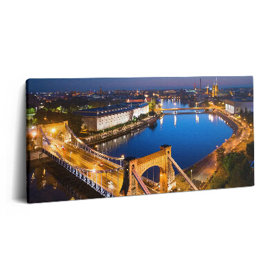 Obraz na plátne 120x60 Nočná panoráma mesta s mostom