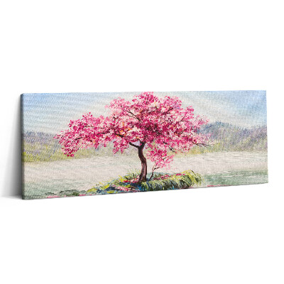 Fotoobraz na plátne 125x50 Jarný rozkvet pri jazere