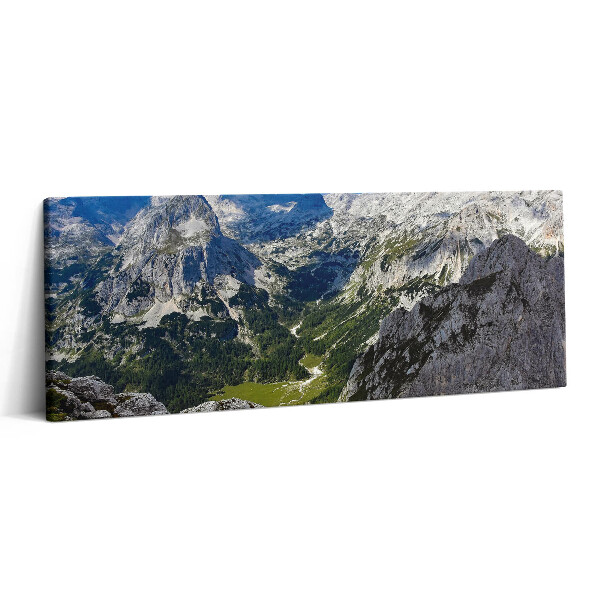 Obraz na plátne 125x50 Horské vrcholy a zelené údolie
