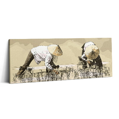 Fotoobraz na plátne 125x50 Práca na ryžovom poli