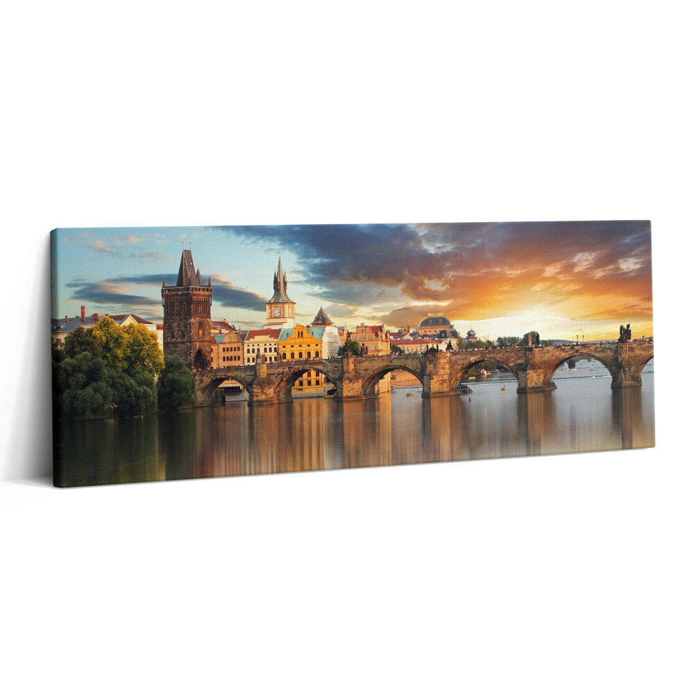 Fotoobraz na plátne 125x50 Pražský most při západu slunce